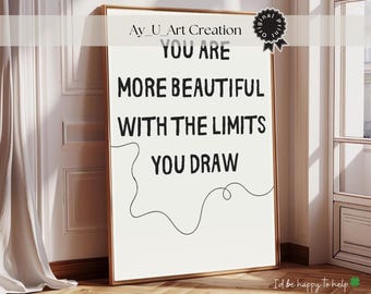 Motivational Typography Print, Dopamine Decor, Boundaries Quote (Digital Download)