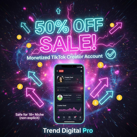 Monetized TikTok Creator Account, Safe for 18+ Niche No Restrict To Go Live.