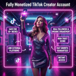 Monetized TikTok Creator Account, Safe for 18+ Niche No Restrict To Go Live.
