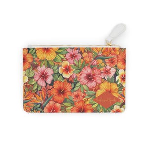 Tropical Floral Mini Clutch Bag: Beachy Faux Leather Purse