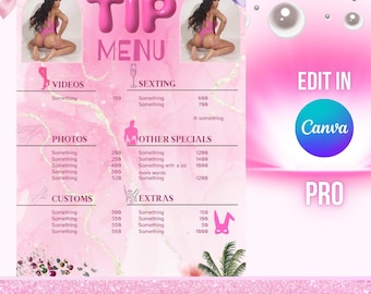 OnlyFans Tip Menu Editable Canva Template Pink Onlyfans Fansly Tip Menu Games Modern Tip Menu Digital Download Minimalist Onlyfans Tips
