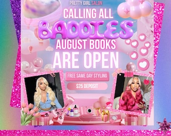 August Booking Flyer Back to School Booking Flyer August Books are Open Now August Appointments Available Flyer August MUA Nails Lash Flyer