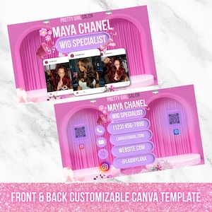 Business card template Stylist Business Card Design Hair Business Card QR Code Business Card Lash Tech Nail Makeup MUA Business Card Canva