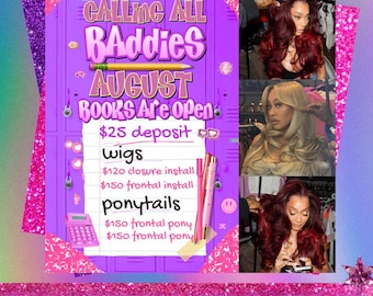 August Booking Flyer Back to School Booking Flyer August Books are Open Now August Appointments Available Flyer August MUA Nails Lash Flyer