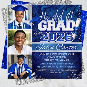 Graduation Flyer 2026 blue Graduation Invitation canva template high school and college Graduation Party Flyer fraternity graduation invite