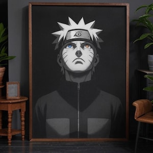 Naruto - Retrato atemporal en blanco y negro - Póster - Arte mural
