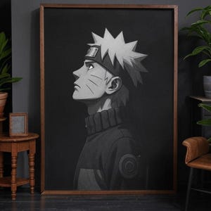Naruto - Retrato atemporal en blanco y negro - Póster - Arte mural