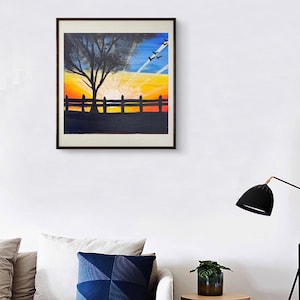 Sunrise Serenity Painting: 6x6 Original Landscape Art