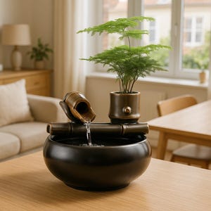Fuente de sobremesa Creative Lotus: Depósito de agua para escritorios y decoración de acuarios (enchufe europeo)
