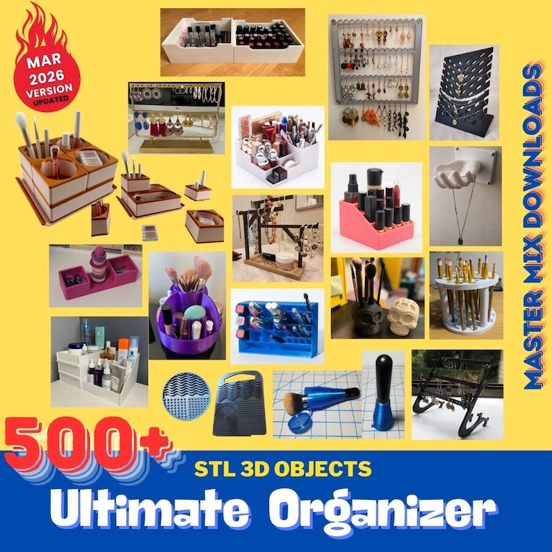 Pacchetto STL per stampante 3D Organizer: oltre 500 contenitori modulari, accessori per pannelli forati, organizer da scrivania e inserti per cassetti immagine 13