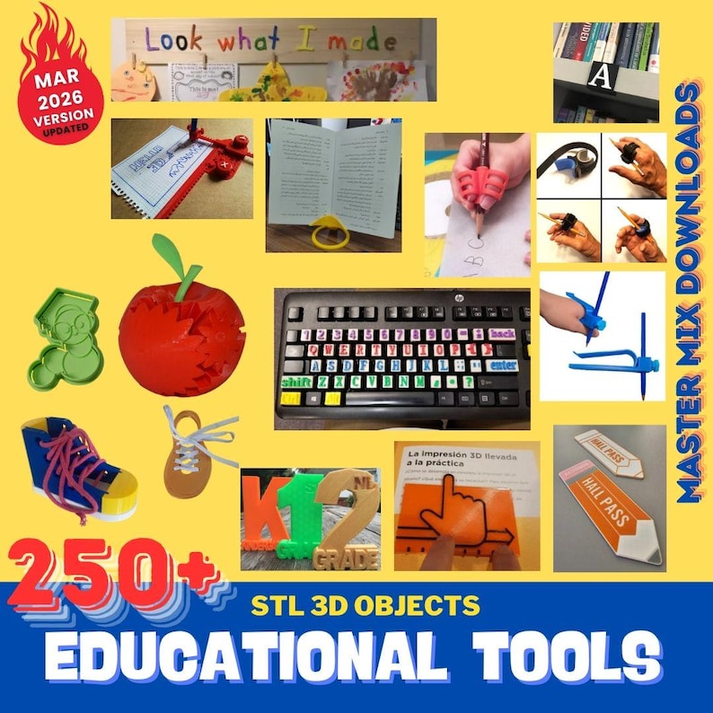 Educational 3D Printer STL Bundle – 250+ Classroom Tools, Math Supplies, Science Models & Homeschool Resources image 11