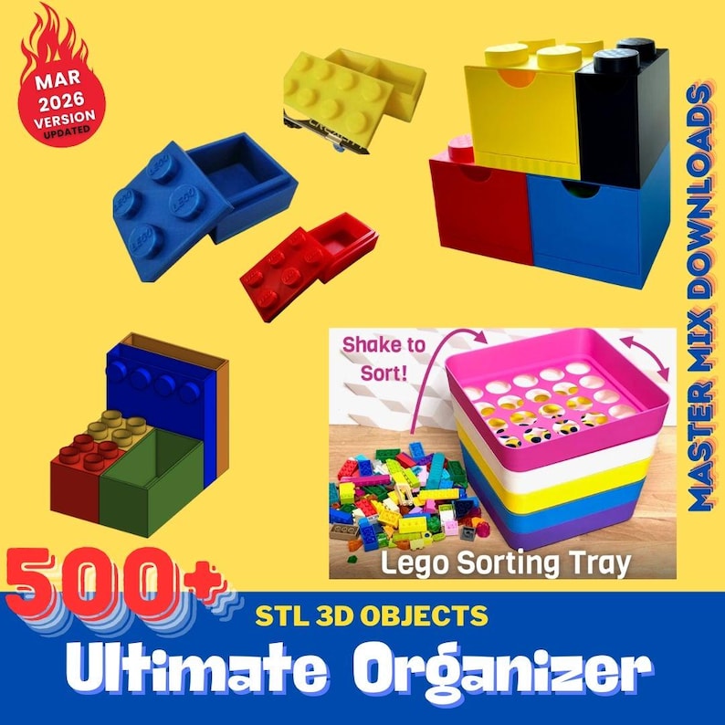 Pacchetto STL per stampante 3D Organizer: oltre 500 contenitori modulari, accessori per pannelli forati, organizer da scrivania e inserti per cassetti immagine 2