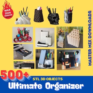 Organizer 3D Printer STL Bundle – 500+ Modular Storage, Pegboard Accessories, Desk Organizers & Drawer Inserts