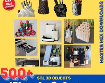 Organizer 3D Printer STL Bundle – 500+ Modular Storage, Pegboard Accessories, Desk Organizers & Drawer Inserts