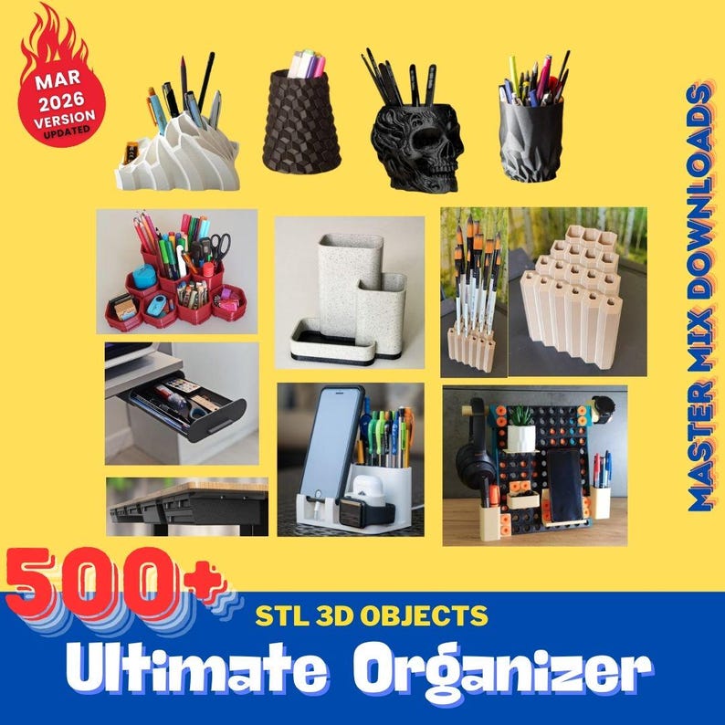 Pacchetto STL per stampante 3D Organizer: oltre 500 contenitori modulari, accessori per pannelli forati, organizer da scrivania e inserti per cassetti immagine 1