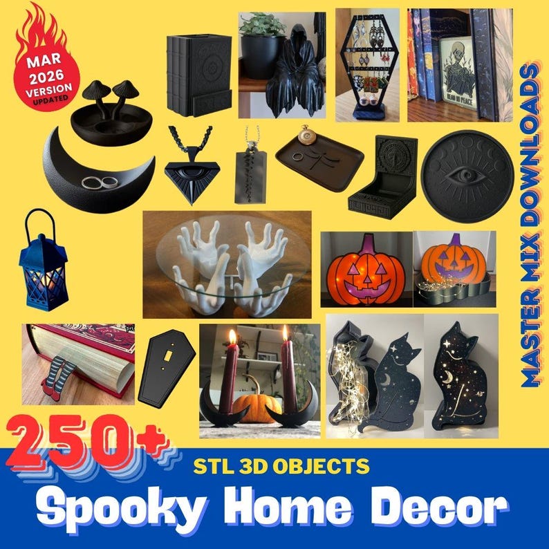 Spooky Home Decor 3D Printer STL Bundle – 250+ Pumpkins, Skeletons ...