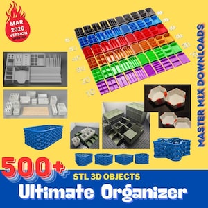 Pacchetto STL per stampante 3D Organizer: oltre 500 contenitori modulari, accessori per pannelli forati, organizer da scrivania e inserti per cassetti immagine 11