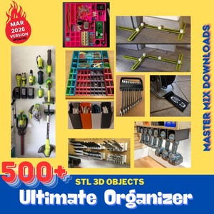 Pacchetto STL per stampante 3D Organizer: oltre 500 contenitori modulari, accessori per pannelli forati, organizer da scrivania e inserti per cassetti immagine 6
