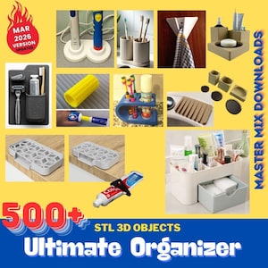 Pacchetto STL per stampante 3D Organizer: oltre 500 contenitori modulari, accessori per pannelli forati, organizer da scrivania e inserti per cassetti immagine 14