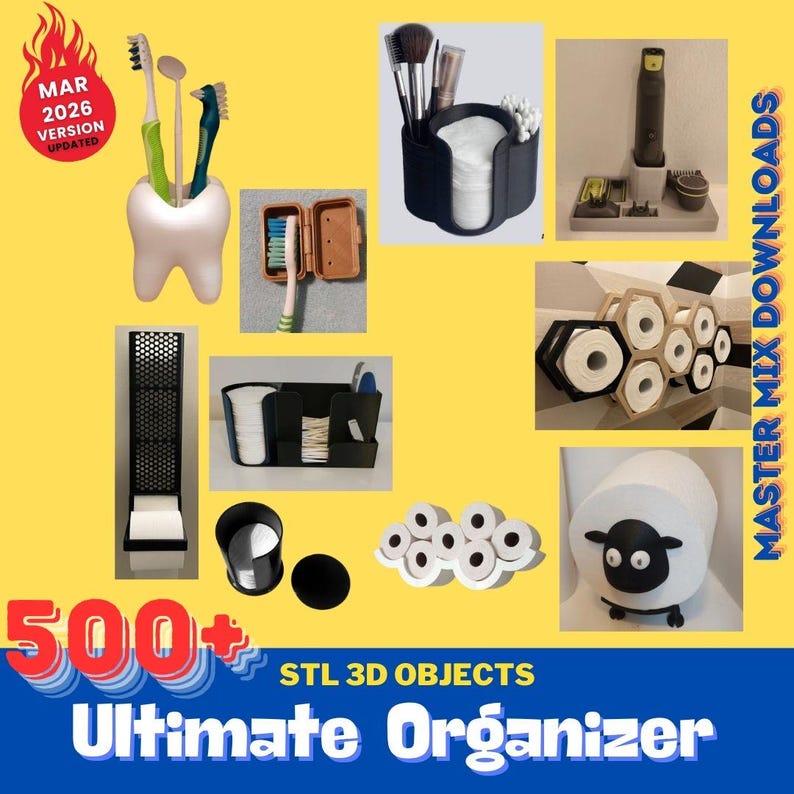 Pacchetto STL per stampante 3D Organizer: oltre 500 contenitori modulari, accessori per pannelli forati, organizer da scrivania e inserti per cassetti immagine 15