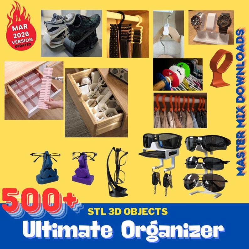 Pacchetto STL per stampante 3D Organizer: oltre 500 contenitori modulari, accessori per pannelli forati, organizer da scrivania e inserti per cassetti immagine 10