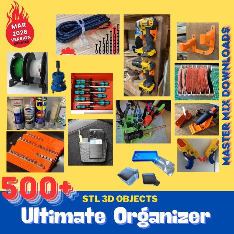Pacchetto STL per stampante 3D Organizer: oltre 500 contenitori modulari, accessori per pannelli forati, organizer da scrivania e inserti per cassetti immagine 7