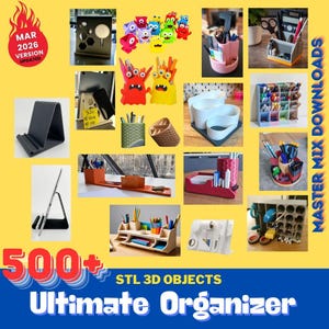 Pacchetto STL per stampante 3D Organizer: oltre 500 contenitori modulari, accessori per pannelli forati, organizer da scrivania e inserti per cassetti immagine 3