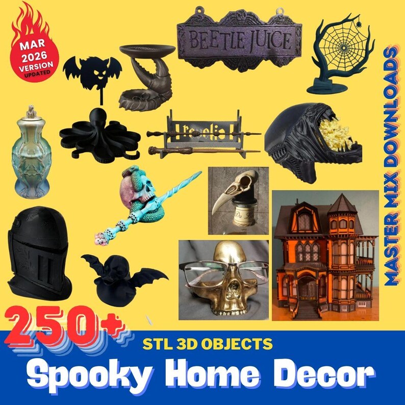 Spooky Home Decor 3D Printer STL Bundle – 250+ Pumpkins, Skeletons ...