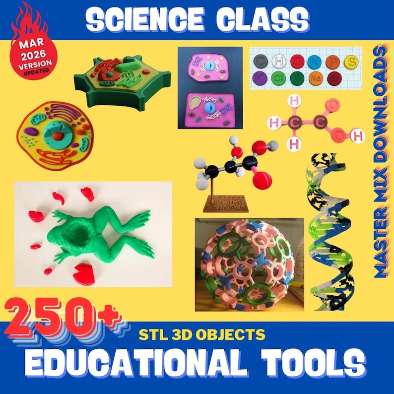 Educational 3D Printer STL Bundle – 250+ Classroom Tools, Math Supplies, Science Models & Homeschool Resources image 9