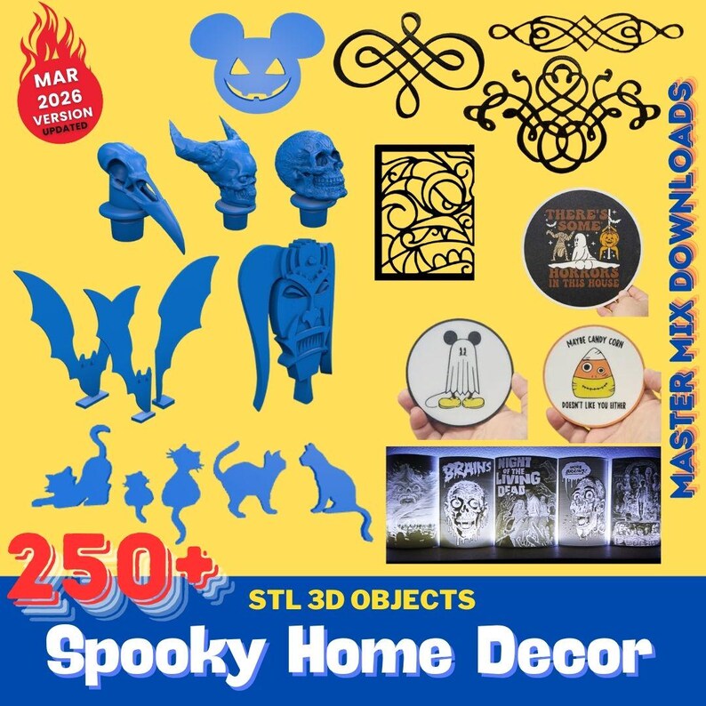 Spooky Home Decor 3D Printer STL Bundle – 250+ Pumpkins, Skeletons ...
