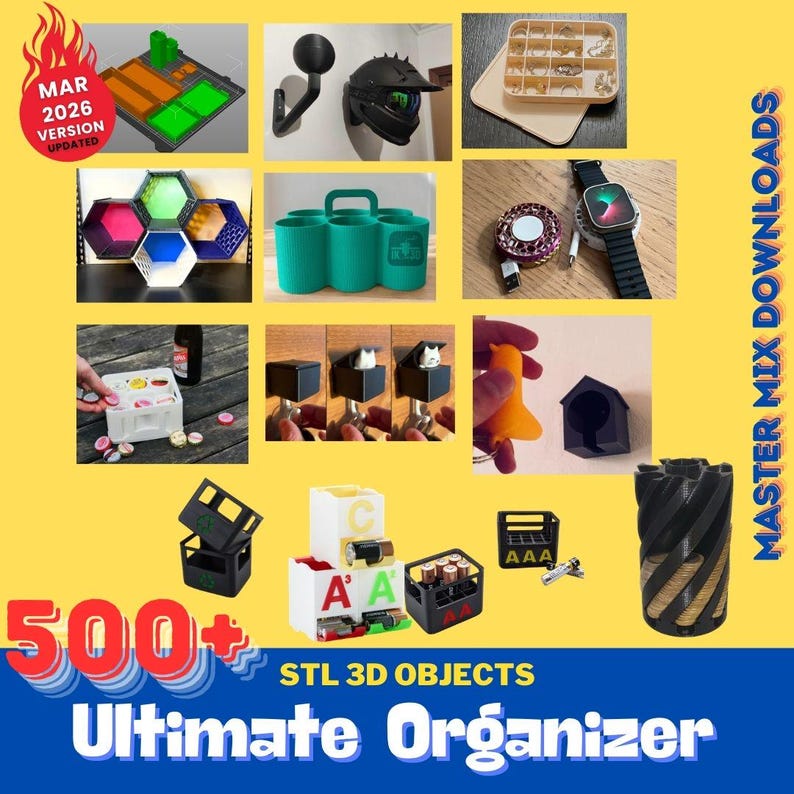 Pacchetto STL per stampante 3D Organizer: oltre 500 contenitori modulari, accessori per pannelli forati, organizer da scrivania e inserti per cassetti immagine 17