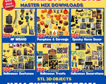 Halloween 3D Printer STL Mega Pack – 1500+ Pumpkins, Costumes, Props, Treats, Toys & Decor