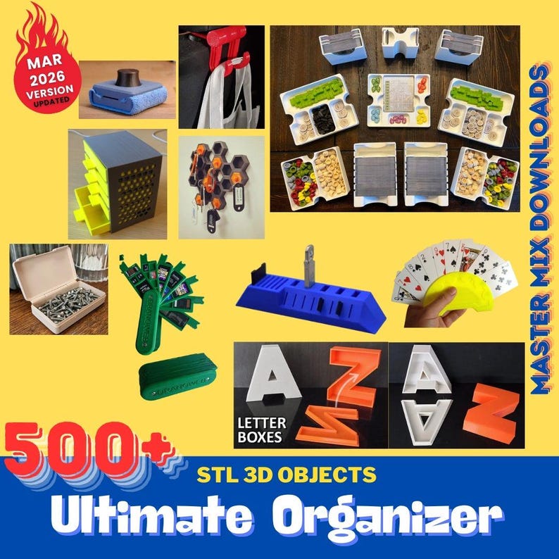 Pacchetto STL per stampante 3D Organizer: oltre 500 contenitori modulari, accessori per pannelli forati, organizer da scrivania e inserti per cassetti immagine 16