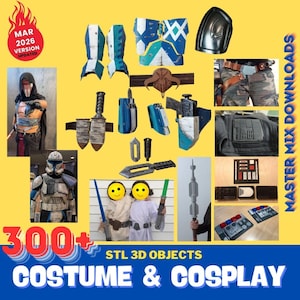 Costume & Cosplay 3D Printer STL Bundle – 300+ Masks, Armor, Crowns, Jewelry and Props