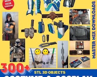 Costume & Cosplay 3D Printer STL Bundle – 300+ Masks, Armor, Crowns, Jewelry and Props