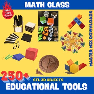 Educational 3D Printer STL Bundle – 250+ Classroom Tools, Math Supplies, Science Models & Homeschool Resources image 5