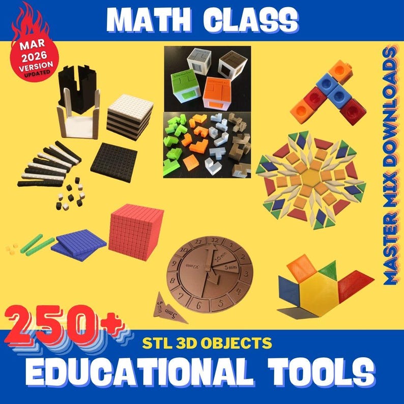Educational 3D Printer STL Bundle – 250+ Classroom Tools, Math Supplies, Science Models & Homeschool Resources image 5