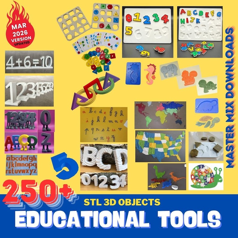 Educational 3D Printer STL Bundle – 250+ Classroom Tools, Math Supplies, Science Models & Homeschool Resources image 12