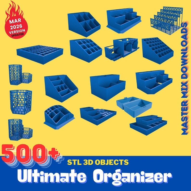 Pacchetto STL per stampante 3D Organizer: oltre 500 contenitori modulari, accessori per pannelli forati, organizer da scrivania e inserti per cassetti immagine 12