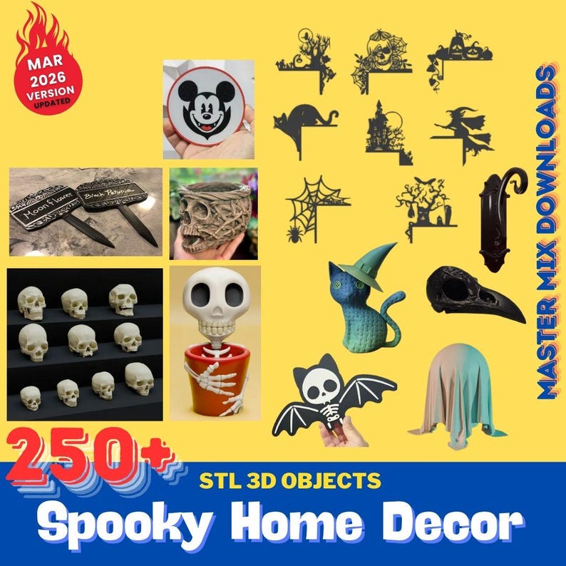 Spooky Home Decor 3D Printer STL Bundle – 250+ Pumpkins, Skeletons ...