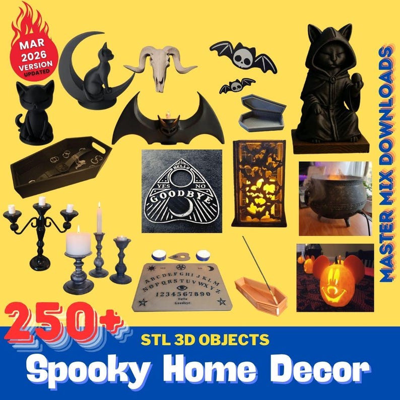 Spooky Home Decor 3D Printer STL Bundle – 250+ Pumpkins, Skeletons ...