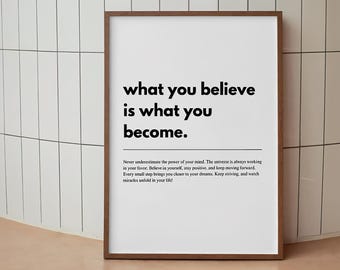 Citazione motivazionale Wall Art - Stampe d'arredo per ufficio ispiratrici, poster con download immediato per la motivazione a casa e al lavoro