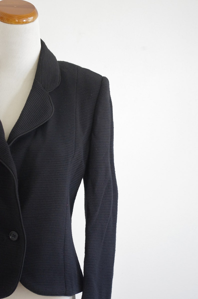 Vintage Oscar De La Renta Jacket, 80s Black Blazer, 1980s Jacket, Designer Vintage, Black Jacket, Cropped Blazer, Medium image 3