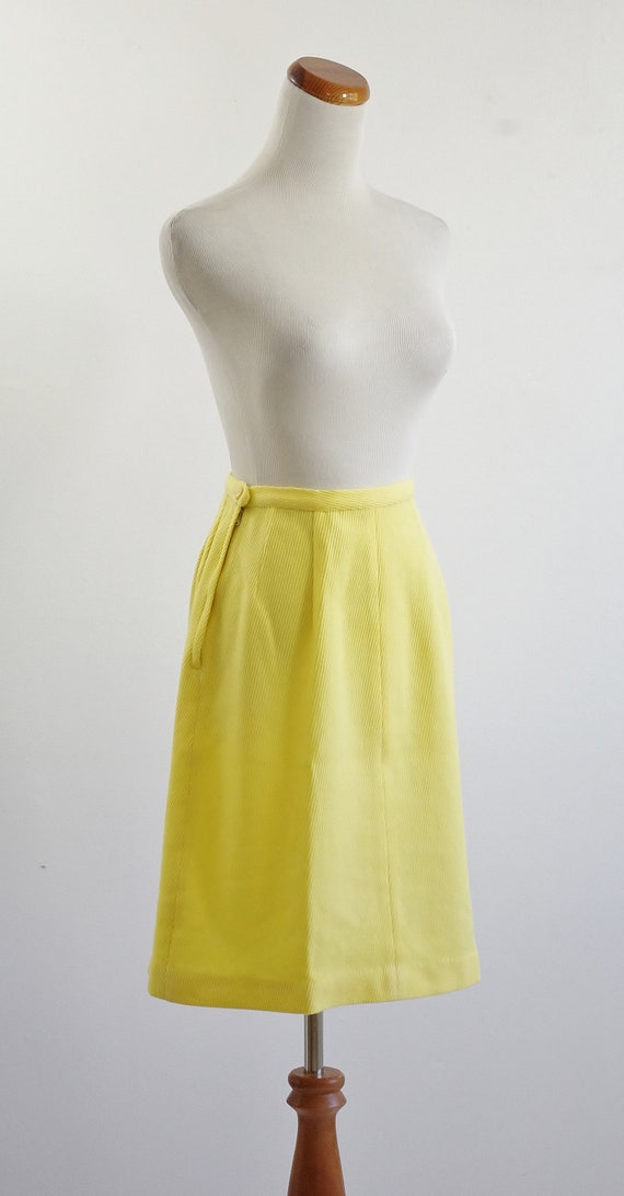 Vintage 60s Skirt, Yellow A Line Skirt, Mod Skirt… - image 8