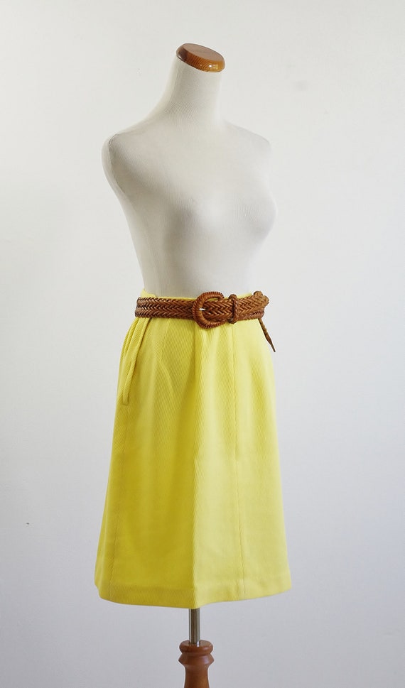 Vintage 60s Skirt, Yellow A Line Skirt, Mod Skirt… - image 9