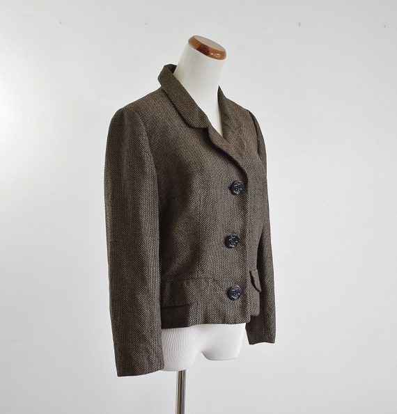 Vintage Womens 60s Jacket, 1960s Blazer, Brown and