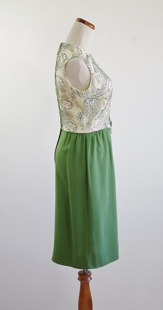 Vintage 60s Wiggle Dres, Linen Sheath Dress, 1960… - image 6