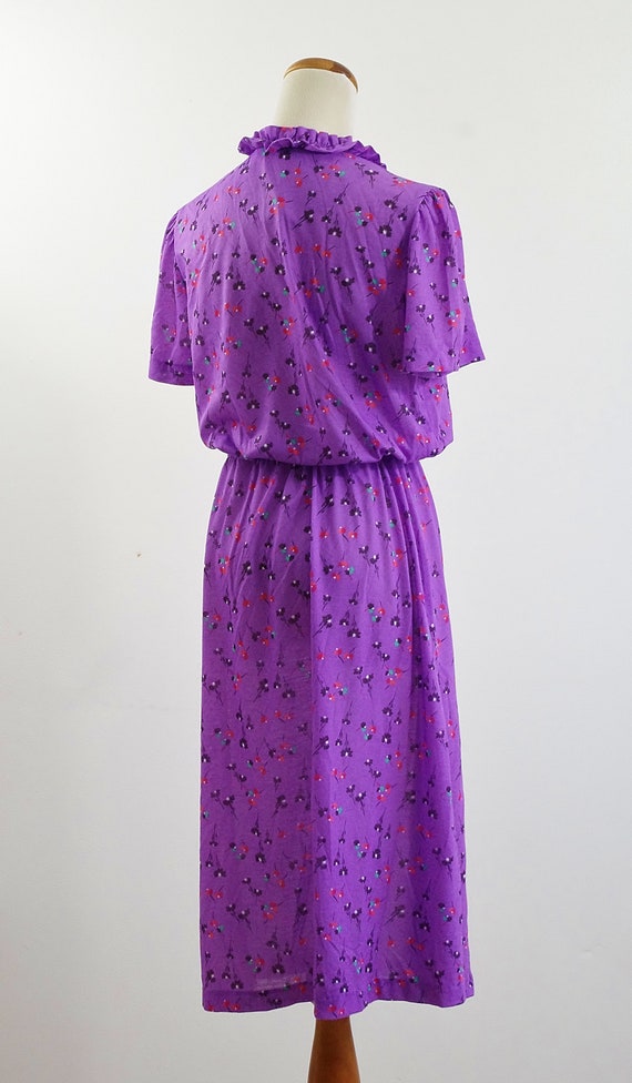 Vintage Boho Dress, Purple Short Sleeve, Knit Sum… - image 7
