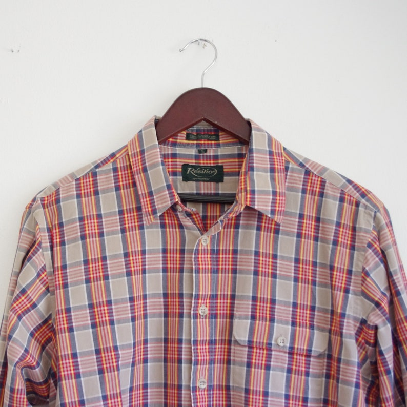 Vintage Mens Plaid Shirt 90s Plaid Shirt Cotton Shirt Long - Etsy