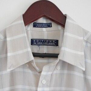 Vintage Van Heusen Shirt, 80s Mens Shirt, Mens Button Up Plaid Shirt, Short Sleeve Collared Shirt, 1980s Mens Shirt, Large XL XXL image 2